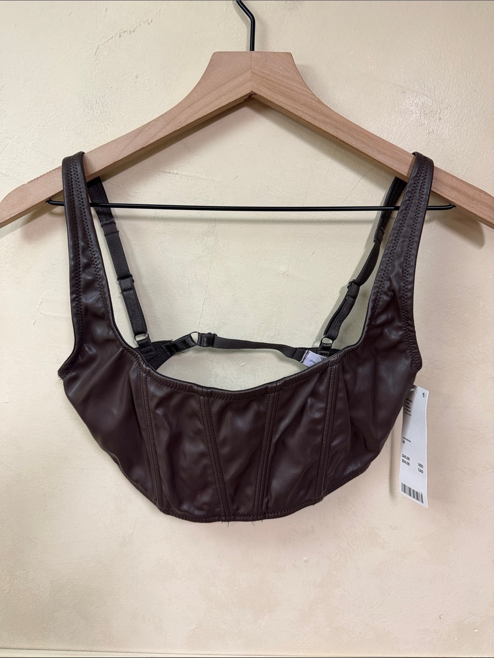 New!  Out From Under Brown Leather Corset Crop Top by Urban Outfitters